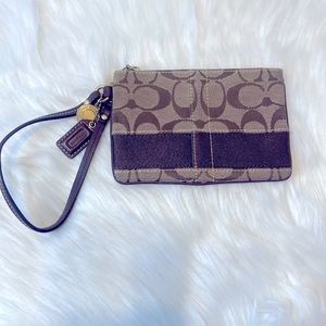 Coach Brown Canvas Logo Wristlet